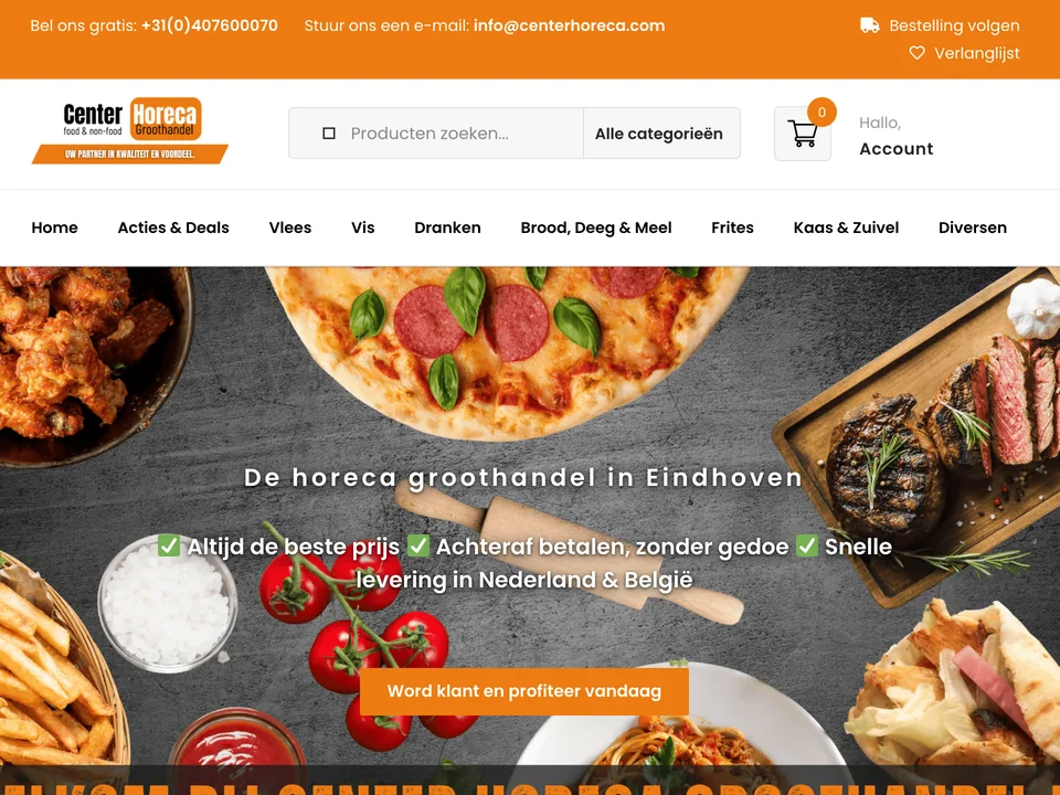 Vernieuwde webshop van centerhoreca.com, de horecagroothandel in Eindhoven