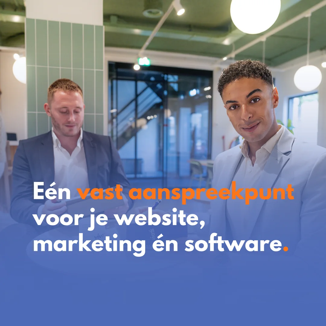 Zac Bathi van ViVortis met een collega op kantoor: één vast aanspreekpunt voor je website, marketing én software